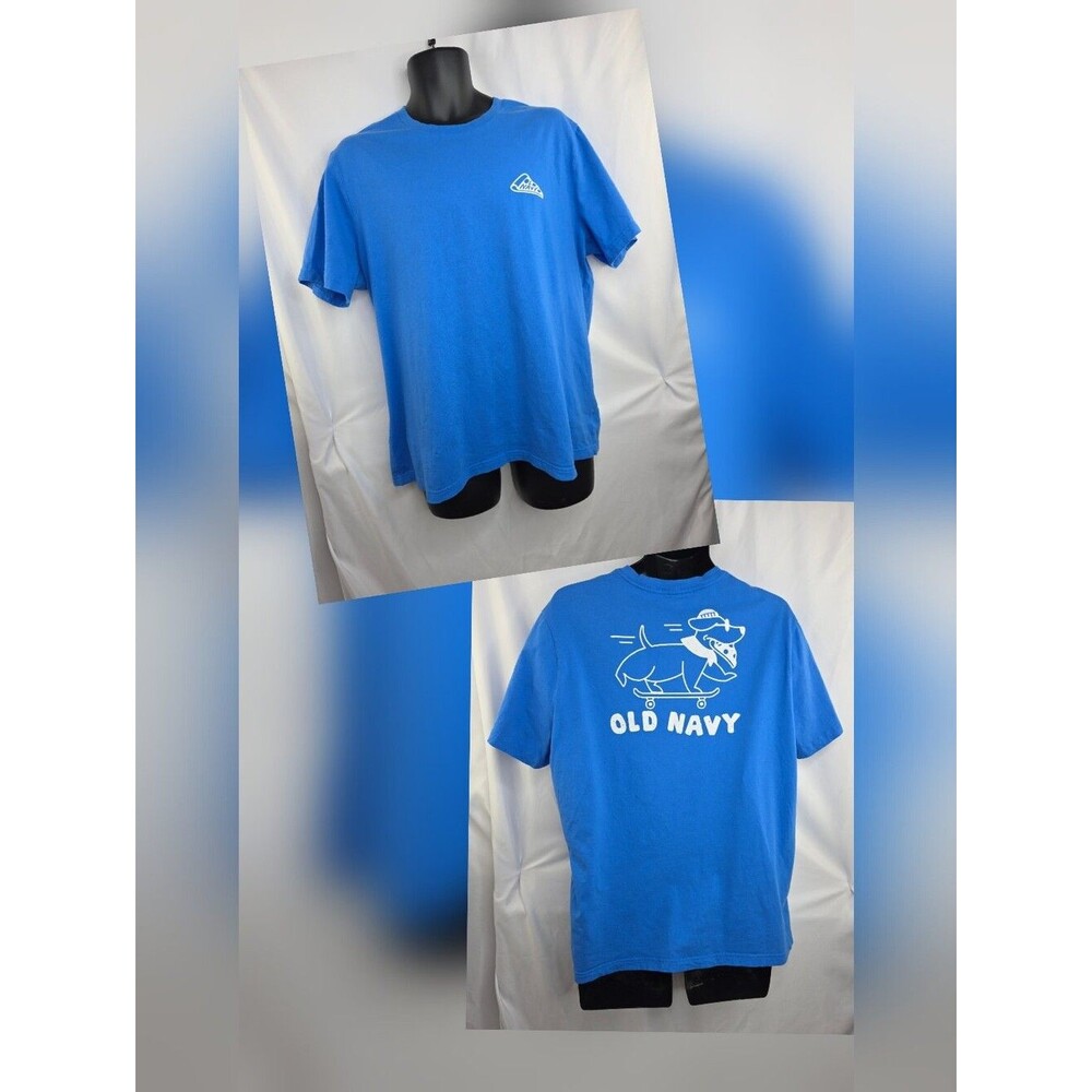 Old Navy Men's Skateboard Pizza Dog Blue Graphic Tee Size XL CW-3940